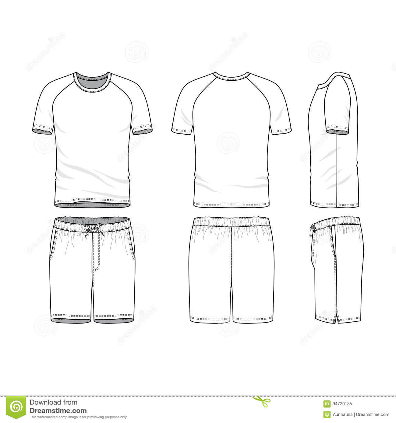 Vector Templates Of Blank T Shirt And Shorts Stock Vector For Blank Model Sketch Template