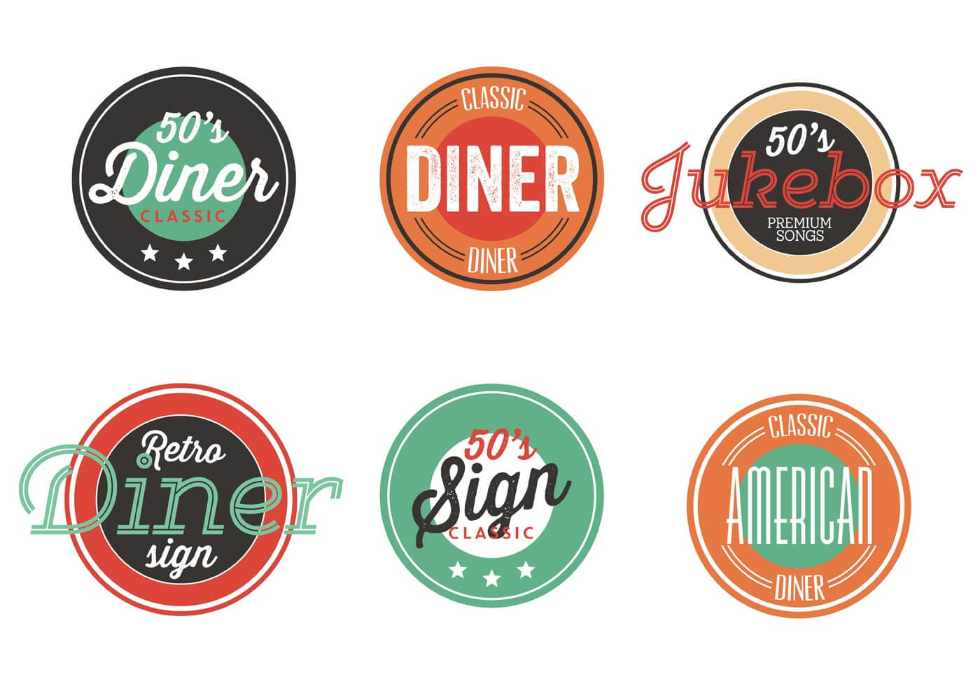 Vintage 50S Diner Label Collection – Download Free Vectors In 50S Diner Menu Template