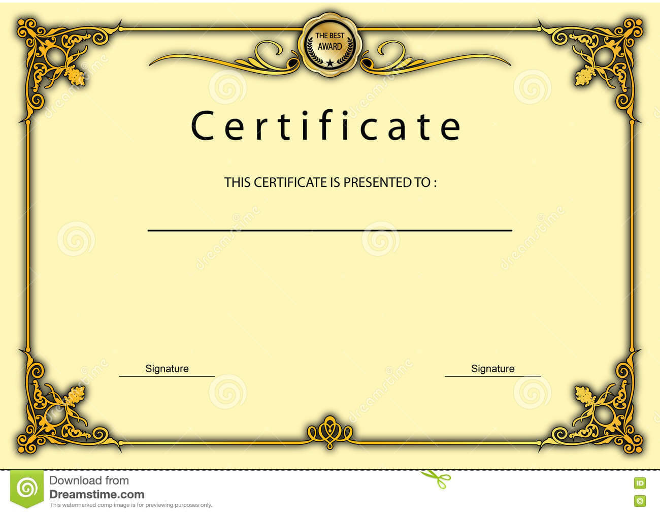Vintage Certificate Award / Diploma Template Stock Throughout Beautiful Certificate Templates