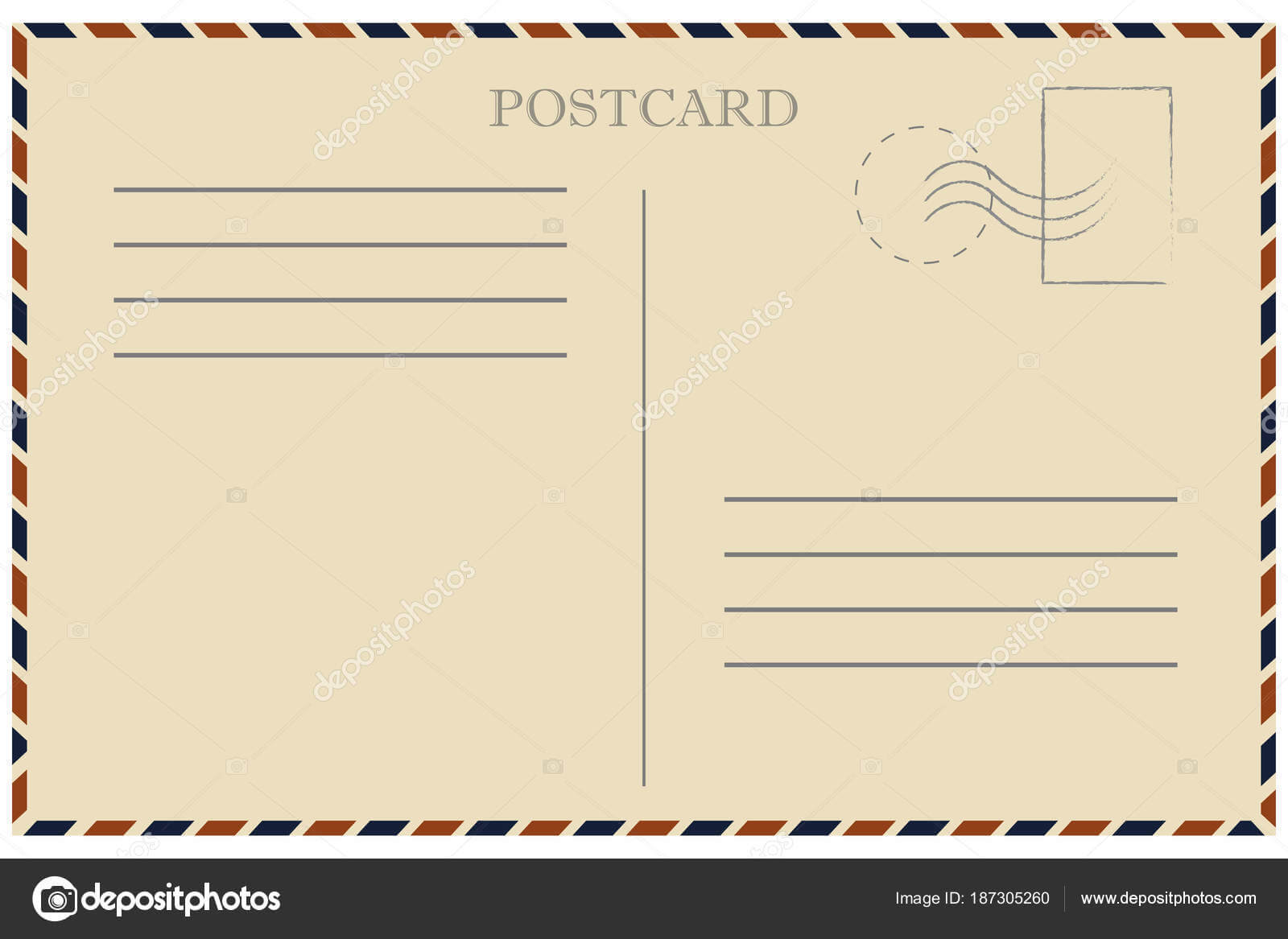 Vintage Postcard. Old Template. Retro Airmail Envelope With Intended For Airmail Postcard Template
