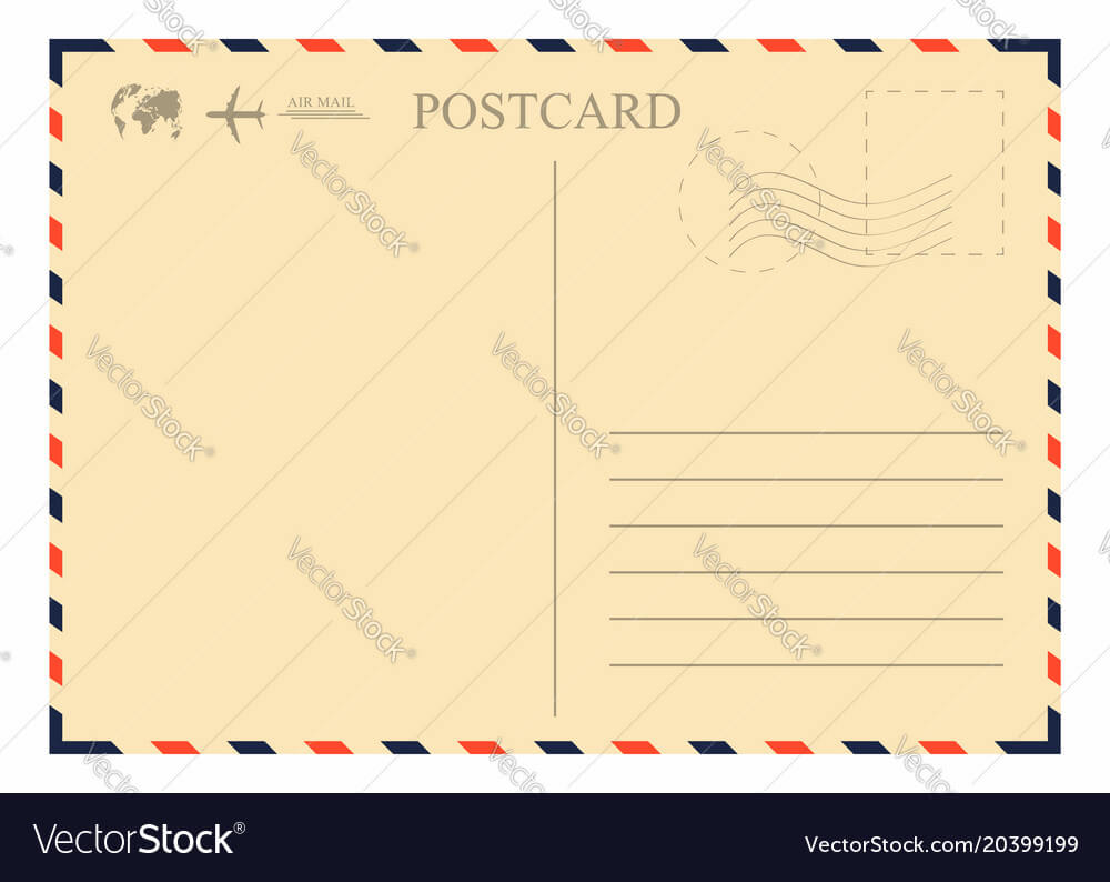 Vintage Postcard Template Retro Airmail Envelope Within Airmail Postcard Template