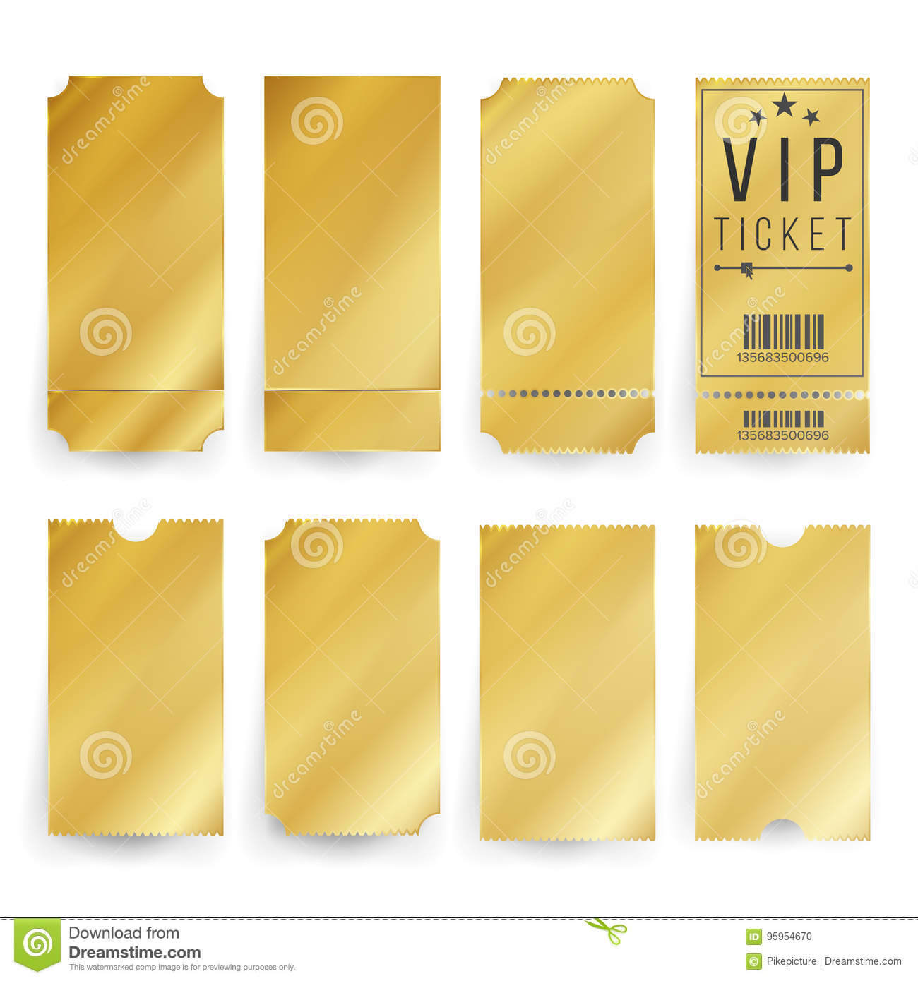 Vip Ticket Template Vector. Empty Golden Tickets And Coupons Throughout Blank Train Ticket Template