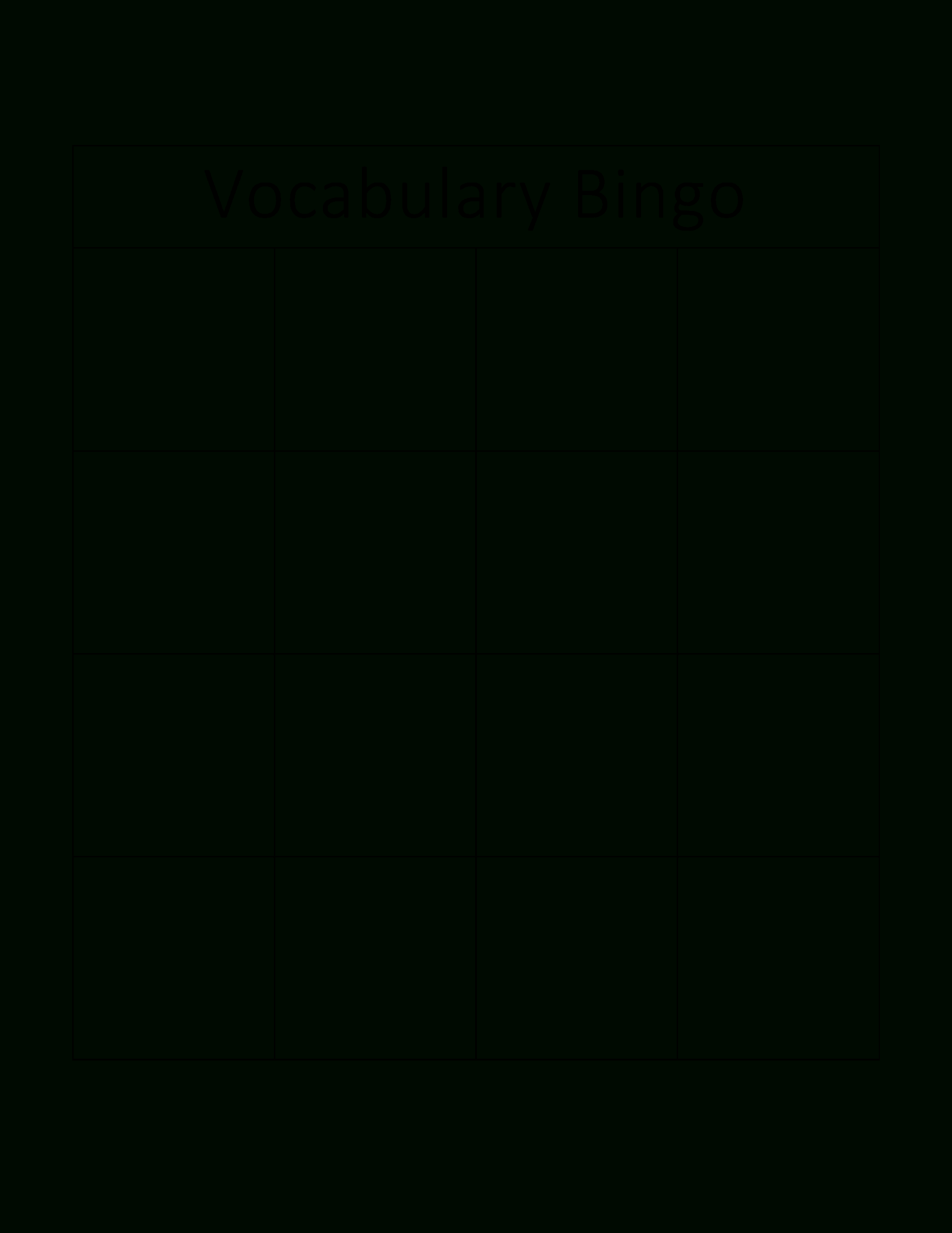 Vocabulary Bingo Card | Templates At Allbusinesstemplates Regarding Blank Bingo Card Template Microsoft Word