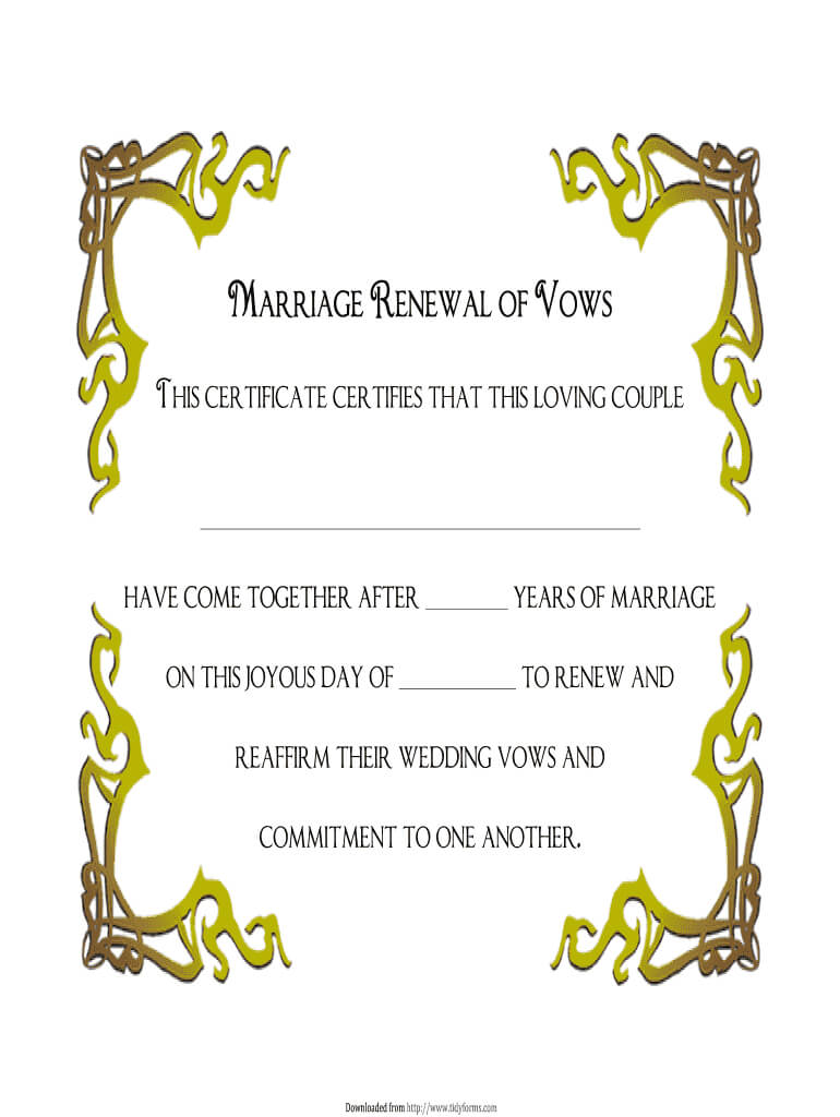 Vow Renewal Certificate Templates – Fill Online, Printable Pertaining To Blank Marriage Certificate Template