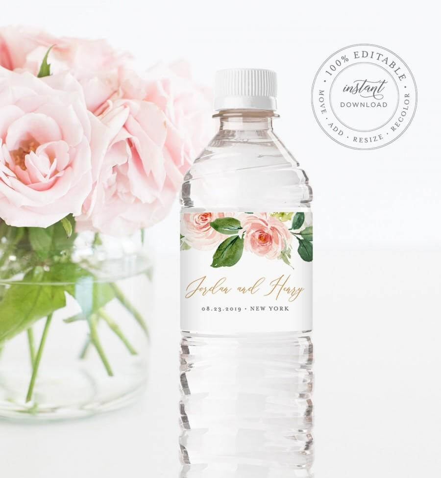 Water Bottle Label Template, Instant Download, Printable In Bridal Shower Label Templates