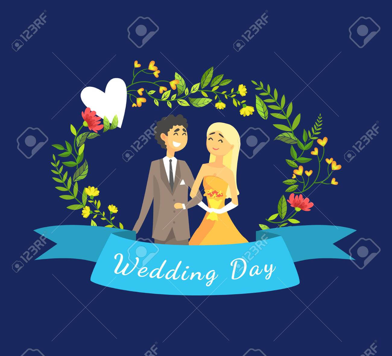 Wedding Day Banner Template With Happy Just Married Couple, Bride.. Within Bride To Be Banner Template