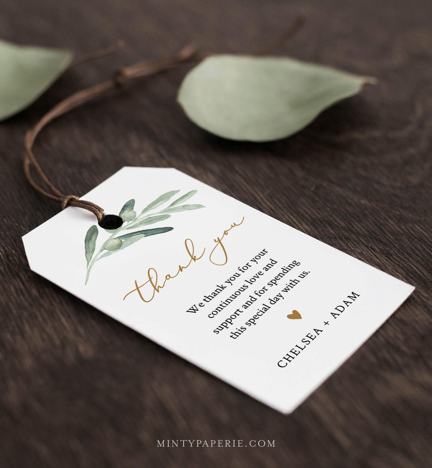Wedding Favor Tag Template, Thank You Tag, Greenery In Bridal Shower Label Templates