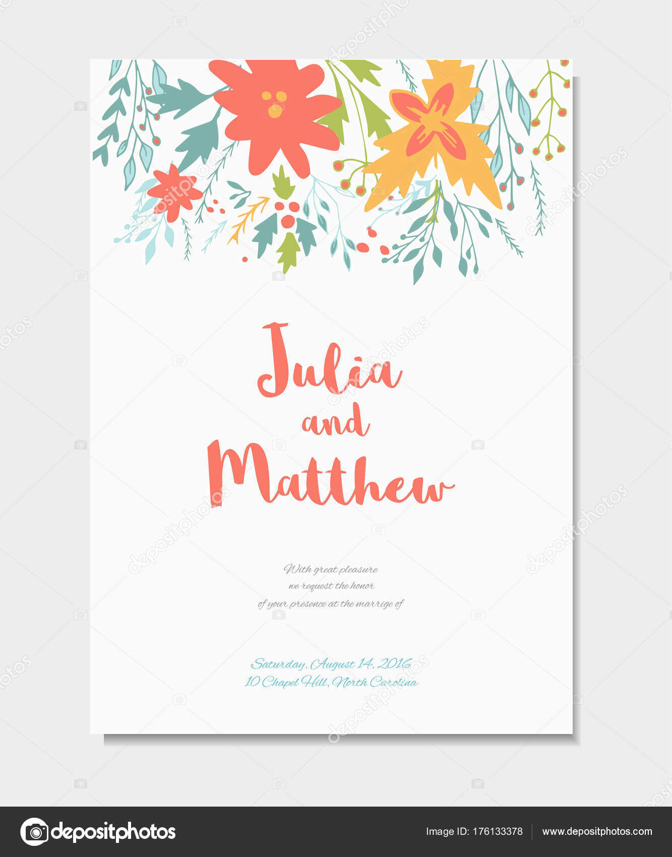 Wedding Invitation Floral Wreath Flowers Vector Template Throughout Baby Shower Menu Template