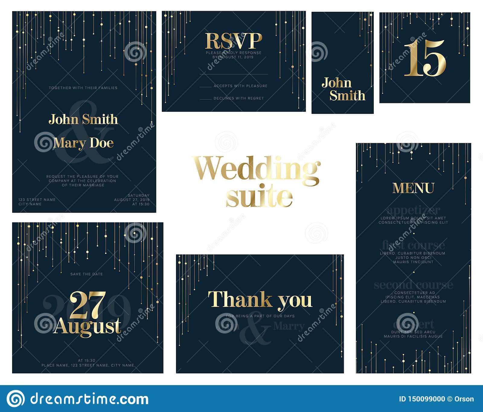 Wedding Suite Collection Card Templates Stock Vector For Celebrate It Templates Place Cards