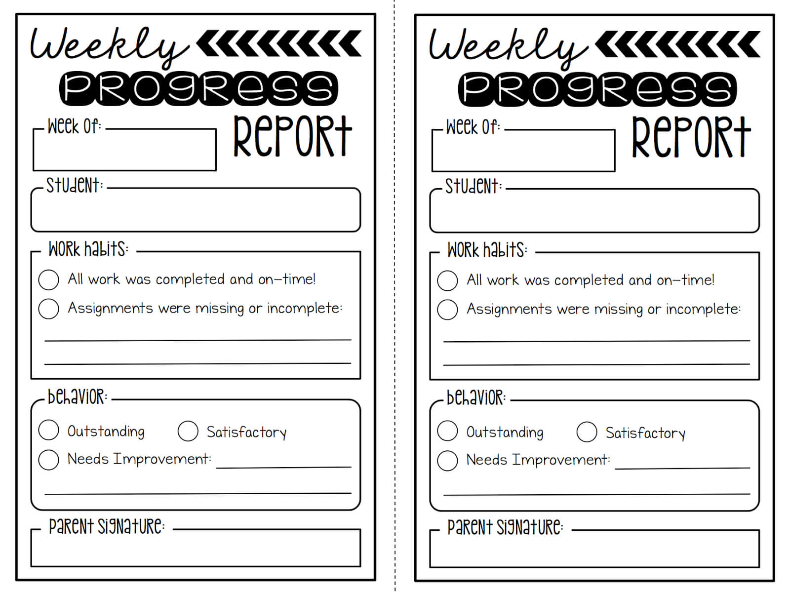 Weekly Behavior Report Template ] – Search Results For With Regard To Behaviour Report Template