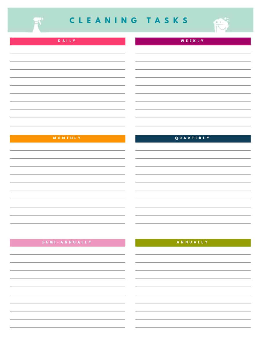 Weekly Cleaning List Template – Colona.rsd7 Regarding Blank Cleaning Schedule Template