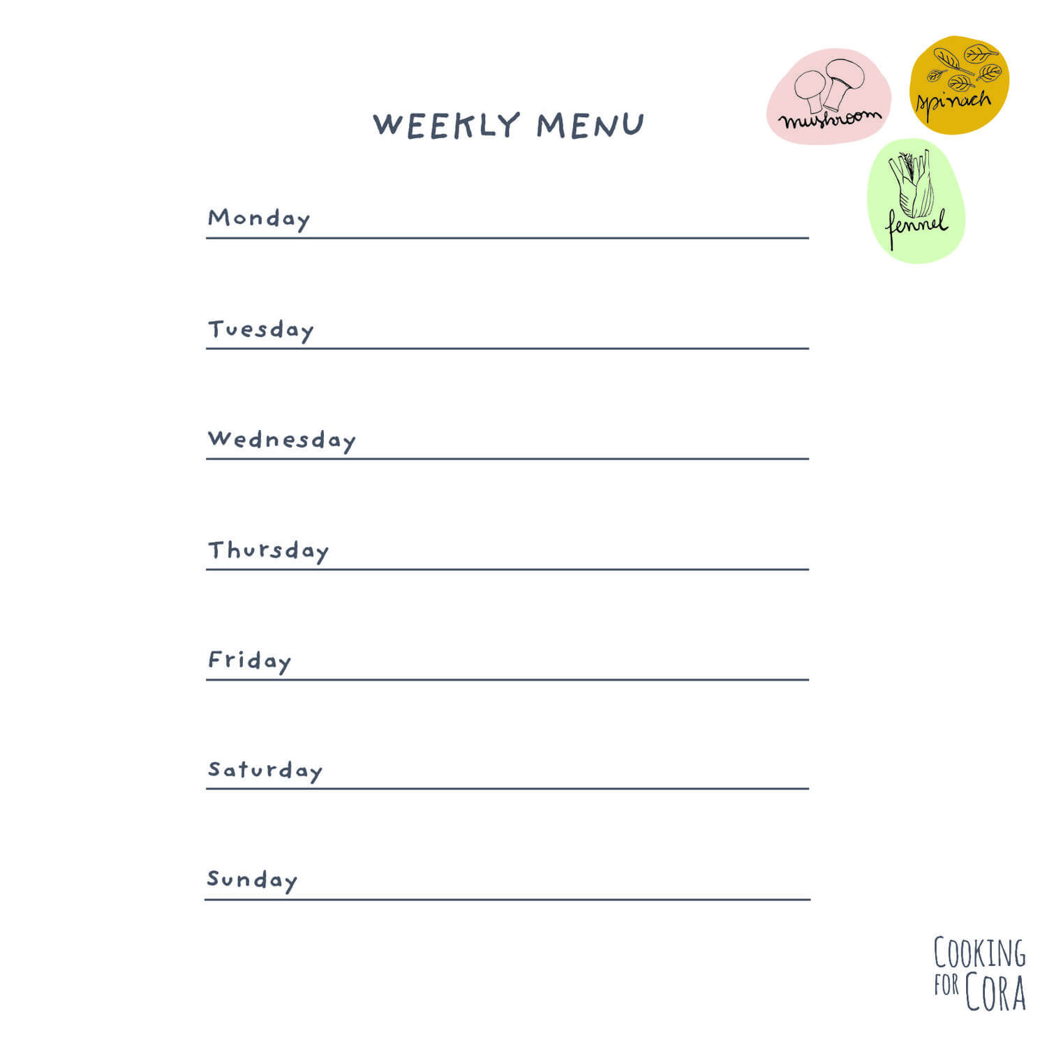 Weekly Menu Template Blank Free Planner Printable Dinner Pertaining To Blank Dinner Menu Template