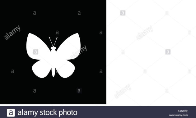 White Silhouette Of Butterfly Isolated On Black Background with regard to Butterfly Labels Templates