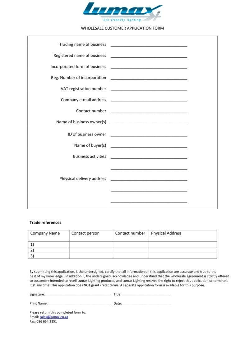 Wholesale Application Form Template – Colona.rsd7 With Business Account Application Form Template
