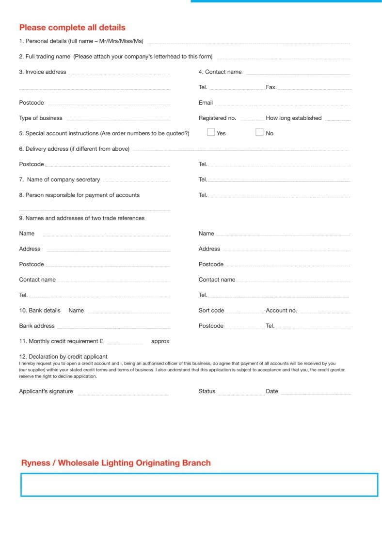 Wholesale Application Form Template – Colona.rsd7 Within Business Account Application Form Template