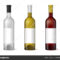 Wine Realistic 3D Bottle With Blank White Label Template Set With Blank Wine Label Template