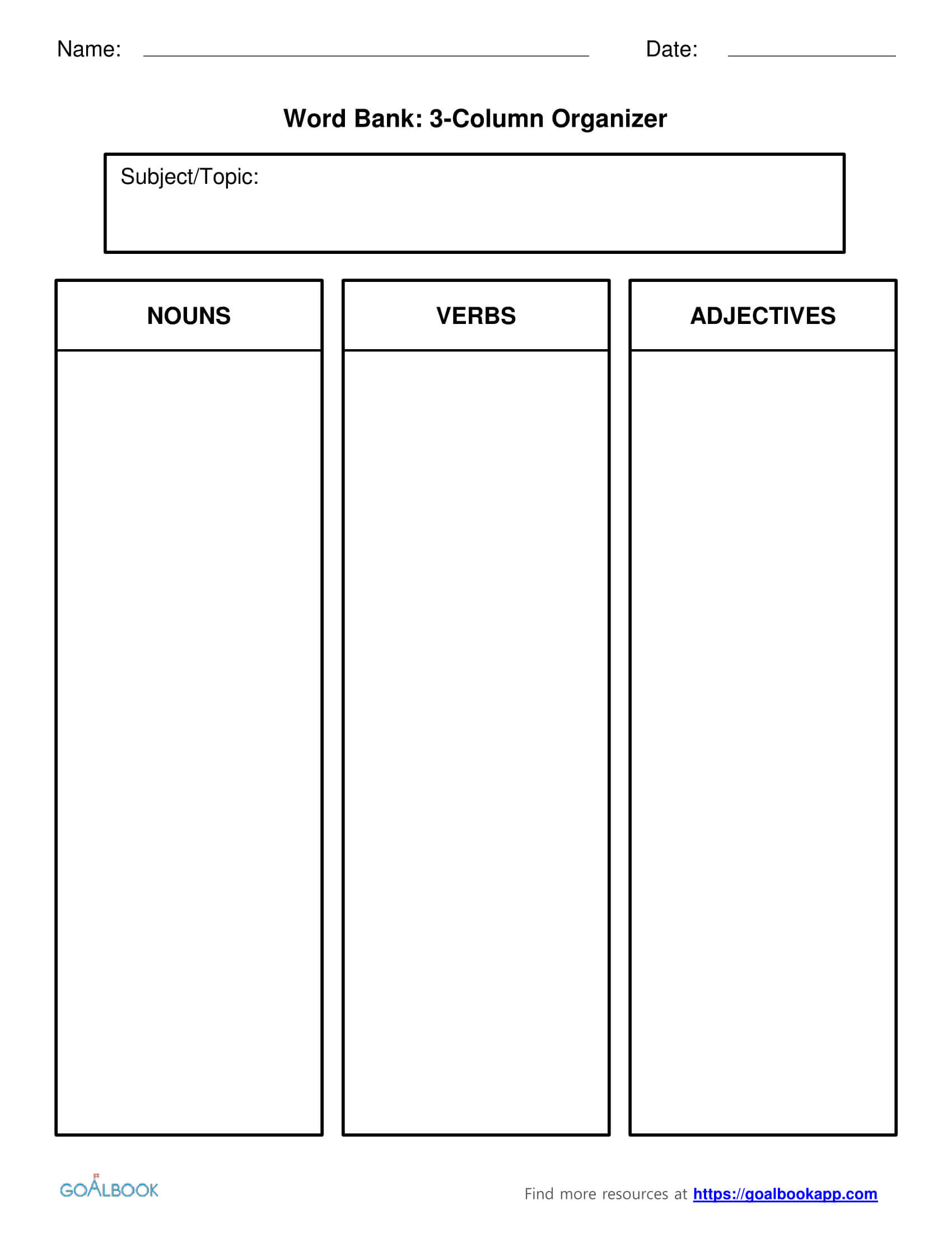 Word Bank | Udl Strategies – Goalbook Toolkit In 3 Column Notes Template