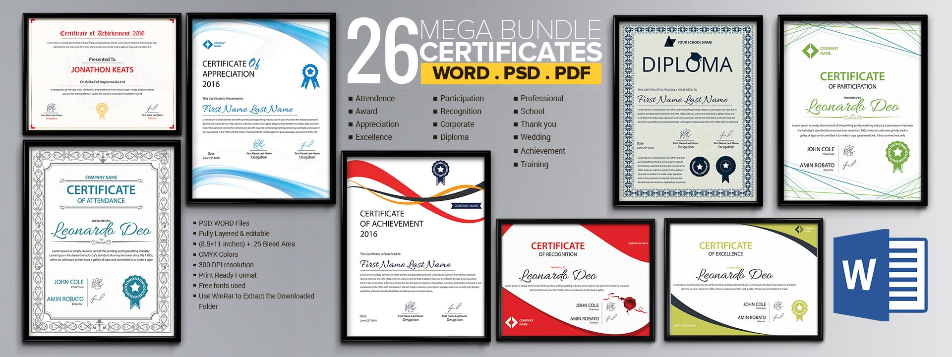 Word Certificate Template – 53+ Free Download Samples Within Attendance Certificate Template Word