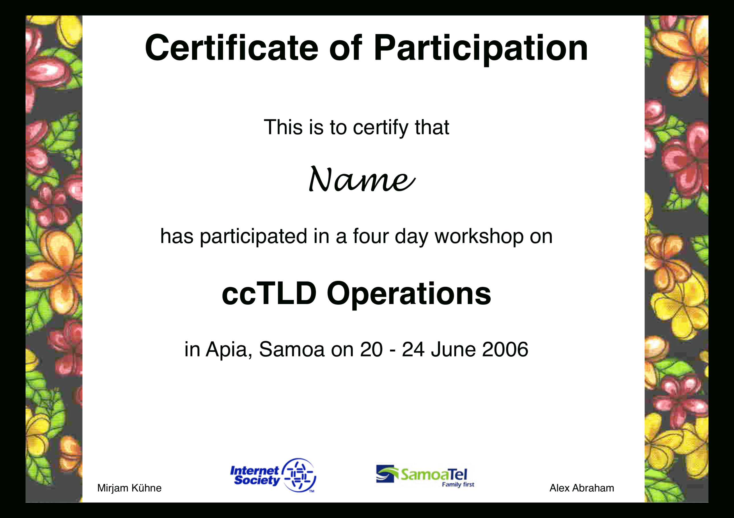 Workshop Participation Certificate | Templates At Inside Certificate Of Participation In Workshop Template
