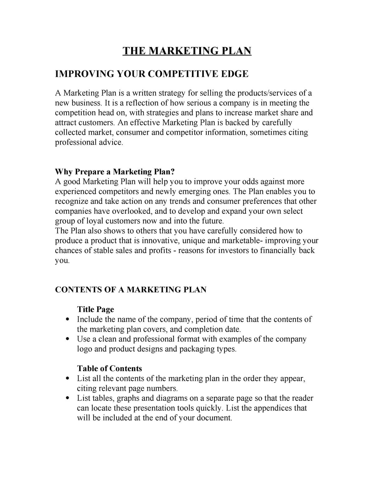 Your Marketing Plan Template – Business Management B211 With Business Plan Title Page Template